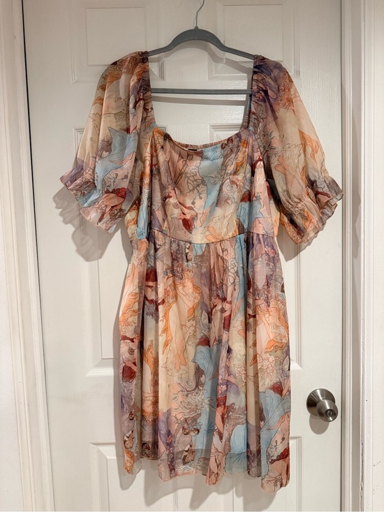 SHEIN Dresses & Skirts - SHEIN Cream Pastel Floral Puff Sleeve Mini Dress